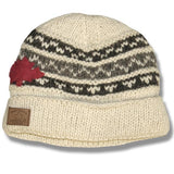 Wool Roll Up Tuque / Hat for Men and Women. Off White Brown Mix