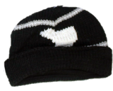 Wool Roll Up Tuque / Hat for Men and Women. Polar Bear / Black Grey 
