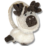 Wool Animal Earmuffs for Men and Women. Moose Beige Background