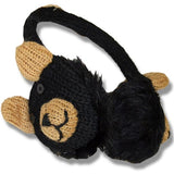 Wool Animal Earmuffs for Men and Women. Black Bear