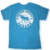 Men and Women' s Heather T-Shirt with Moose Lifestyle designs. Turquoise Heather
