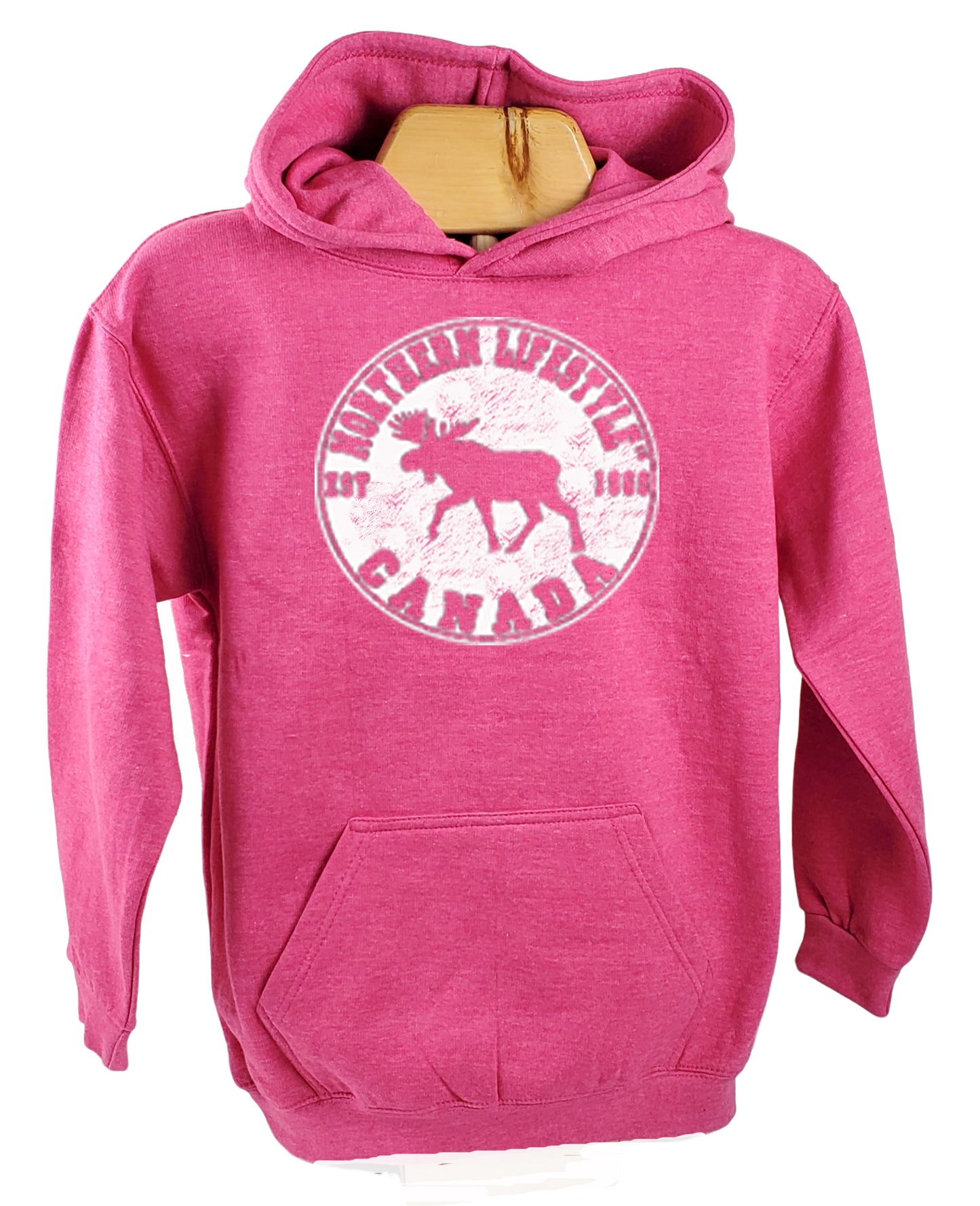 Youth Fleece hoodie Sweatshirt With Moose Lifestyle design.