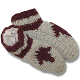 Wool Booties for Men and Women. Maple Leaf Beige Background