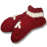 Wool Booties for Men and Women. Maple Leaf Red and White