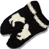 Wool Booties for Men and Women. Black with White Polar Bear