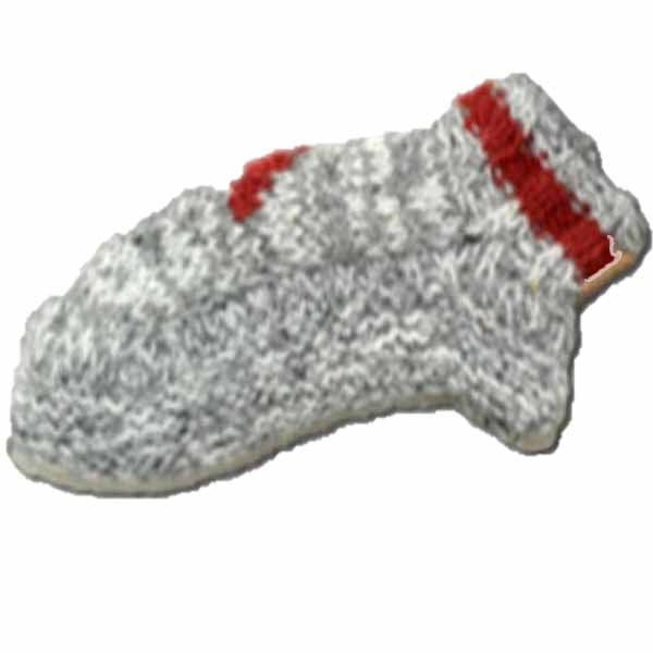 Wool Booties for Men and Women. Maple Leaf Cardinal Red with Light Grey