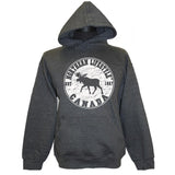 Men and Women's Fleece hoodie Sweatshirt With Moose Lifestyle design. Charcoal Heather 