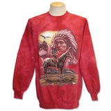 Men and Women's Fleece Crewneck Sweatshirt with various designs. Red / Tye Dye