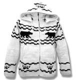 100% Wool Jacket with Bear/ Zip Off Hood with Fleece lining for men and women. Handmade in Nepal.