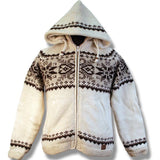 Products Wool Jacket Snowflake with Zip Off Hood for men and women. Snowflake Almond / Beige. Adult wool sweater winter jacket for men and women Canada souvenir design handmade adult wool sweater winter Jacket for men and women Canada souvenir design handmade northern lifestyle Canada 100%wool easy online shopping coat vest Nepal best quality winter spring all seasons Outwear. 