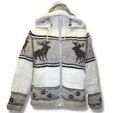Wool Jacket with Moose / Beige Background with Moose. Adult wool sweater winter jacket for men and women Canada souvenir design handmade adult wool sweater winter Jacket for men and women Canada souvenir design handmade northern lifestyle Canada 100%wool easy online shopping coat vest Nepal best quality winter spring all seasons Outwear. 