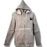 Products Wool Rib Jacket with Bear Paws/ Zip off hood for men and women. Beige with Bear Paw. adult wool sweater-winter jacket-men-women-canada-souvenir-design-handmade→adult-wool-sweater-winter-jacket-men-women-canada-souvenir-design-handmade-northern-lifestyle-canada-100%wool-easy online shopping-coat-vest-Nepal-best quality-winter-spring-all seasons.