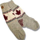 Wool Socks for Men and Women / Maple Leaf / Beige Background