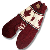 Wool Socks for Men and Women / Maple Leaf / Burgundy background