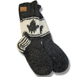 Wool Socks for Men and Women / Maple Leaf/Charcoal Off White