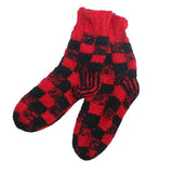 Wool Socks for Men and Women / Black/Red Buffalo Check Pattern