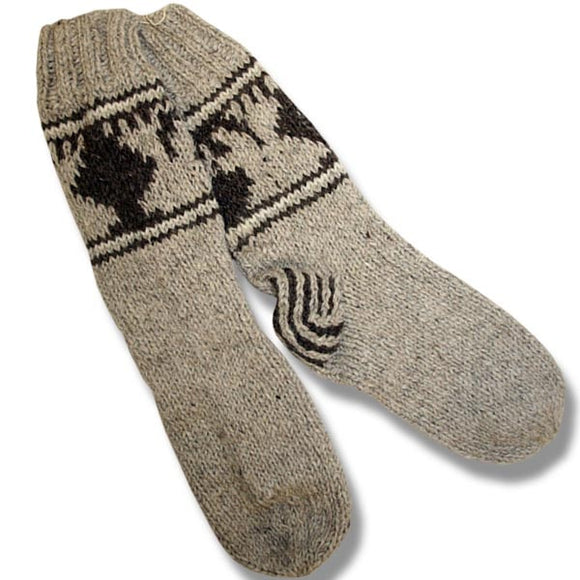 Wool Socks for Men and Women / Moose/Beige Background