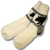 Wool Socks for Men and Women / Black Bear / Off White