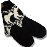 Wool Socks for Men and Women / Polar Bear / Black off White
