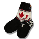 Wool Socks for Men and Women / Maple Leaf / Black background