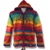 Wool Jacket with Zip Off Hood for men and women / Rainbow Colors. Adult wool sweater winter jacket for men and women Canada souvenir design handmade adult wool sweater winter Jacket for men and women Canada souvenir design handmade northern lifestyle Canada 100%wool easy online shopping coat vest Nepal best quality winter spring all seasons Outwear. 