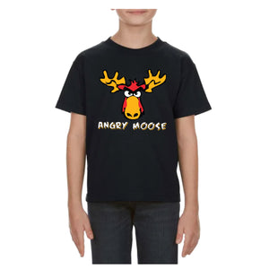 Youth T-shirts with Comic Designs / Black Angry Moose.