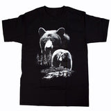 Men and Women t-shirt with Wolf, Moose and dreamcatcher print Designs . Black / Black Bear  