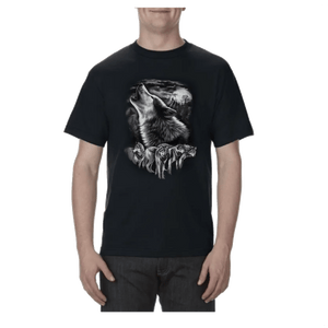Youth T-Shirt with Quadratone/Animal Designs / Black Wolf