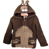 Wool Jacket with Zip-Off Hood for Kids / Beaver
