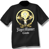 Men and Women T-Shirt with various designs .Black / JagerMooser 