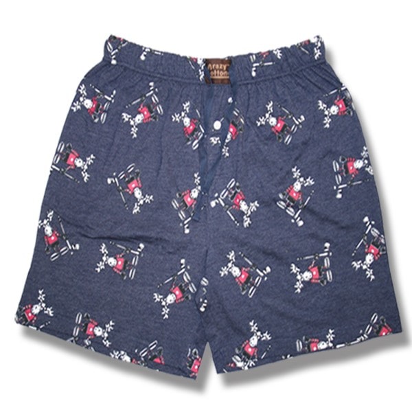 Men's Boxers Shorts. Denim Heather with Hockey Moose