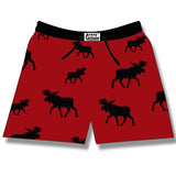Men's Boxers Shorts. Red Allover Moose