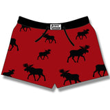 Women's Boxer Shorts / Pyjama Shorts / Red Allover Moose
