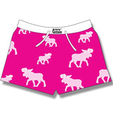 Women's Boxer Shorts / Pyjama Shorts / Fushia Allover Moose