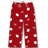 Women's Pyjamas Pants/ Pyjama Bottoms sleepwear. Oh Canada with Maple Leaf on Red