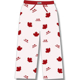 Men and Women Pyjamas Pants. Oh Canada Red Maple Leaf on White.