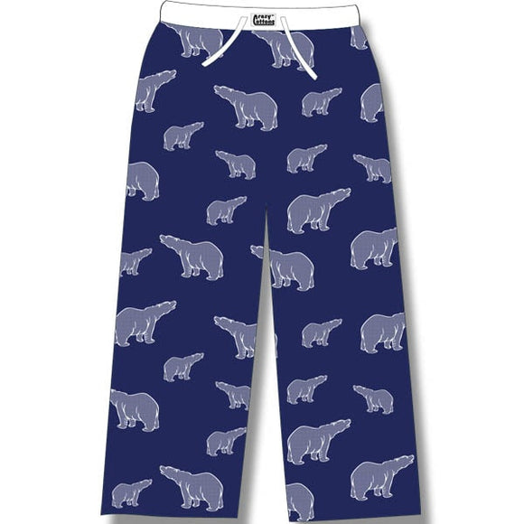 Men and Women Pyjamas Pants / Navy Allover Polar Bear.