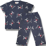 Kids Pyjamas Set. Navy/Hockey Moose/ Short sleeve