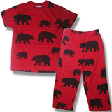 Kids Pyjamas Set. Red ollover Bear/ Short Sleeve 