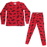 Kids Pyjamas Set. Red allover moose / long sleeve
