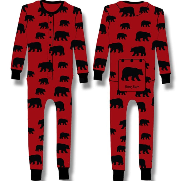 Kids Pyjamas One-Piece Allover Print/RED ALLOVER BEAR