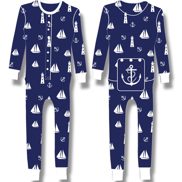 Ladies Junior Cut Plain Rib Bare Bottoms. Nautical on Navy