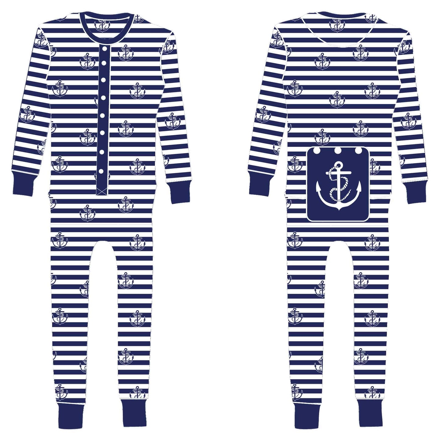 Ladies Junior Cut Plain Rib Bare Bottoms. Nautical Stripe on White