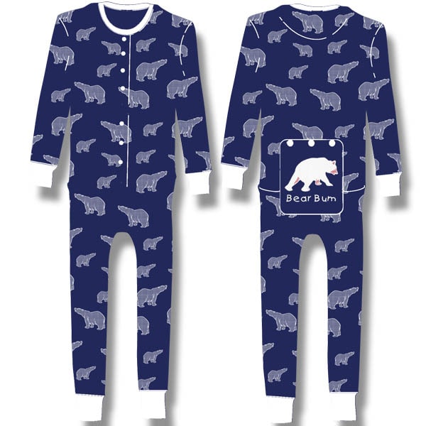 Kids Pyjamas One-Piece Allover Print/NAVY ALLOVER POLAR BEAR