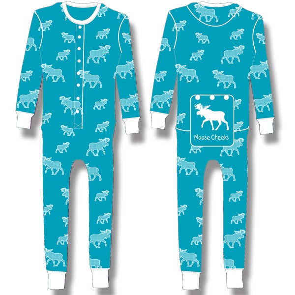 Kids Pyjamas One-Piece Allover Print/TURQUOISE ALLOVER MOOSE