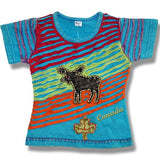 Nepal Fashion Cotton T-shirt for kids / Turquoise with Moose Maple Leaf Canada