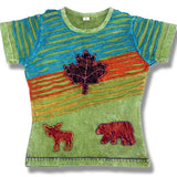 Nepal Cotton T-shirt for Youth / Lime Green with Bear / Moose / Maple Leaf