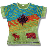 Nepal Cotton T-shirt for Youth / Lime Green with Canada / Bear / Moose / Maple Leaf