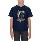 Kids T-Shirt with Animal Print / Wolf Design / NAVY