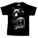 Kids T-Shirt with Animal Print / Black Bear Design / BLACK